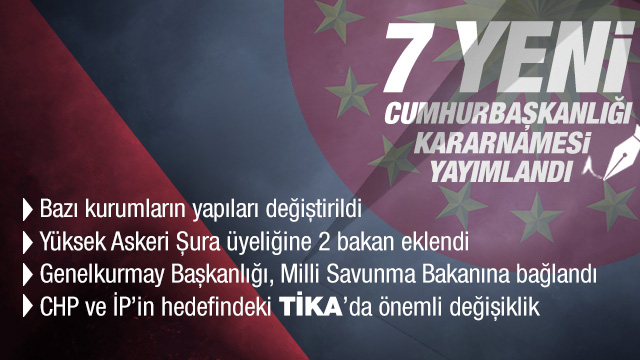 7 yeni CumhurbaÅkanlÄ±ÄÄ± Kararnamesi yayÄ±mlandÄ±
