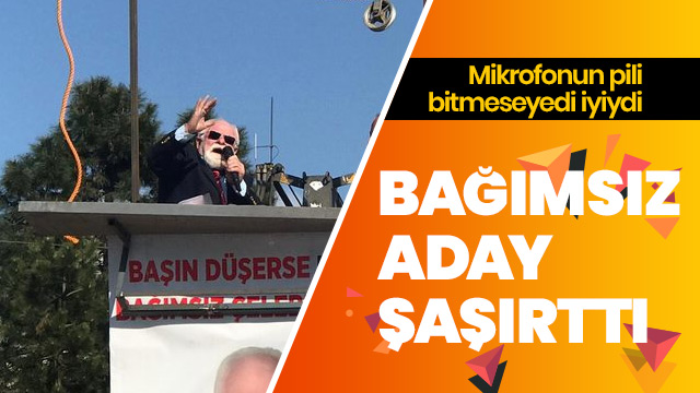 Bağımsız aday vinçte miting yaptı